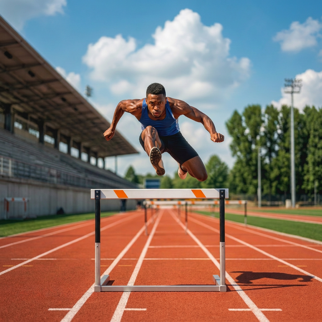 Atleta durante il salto di un ostacolo